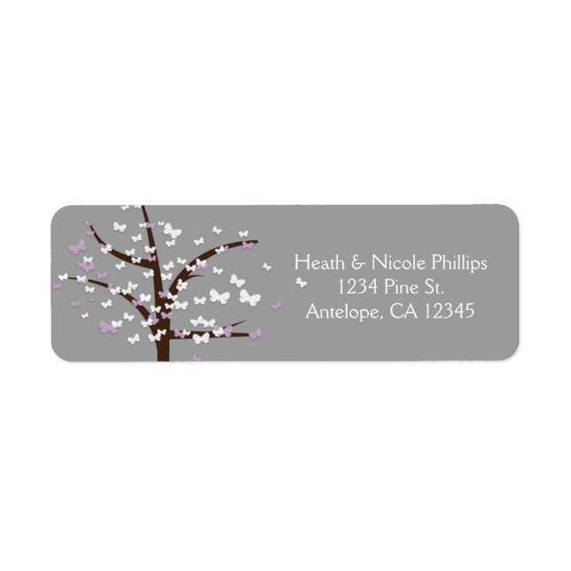 Butterfly Tree Lavender & Gray Address Labels (Vorne)
