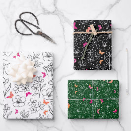 butterfly trio wrapping paper geschenkpapier set