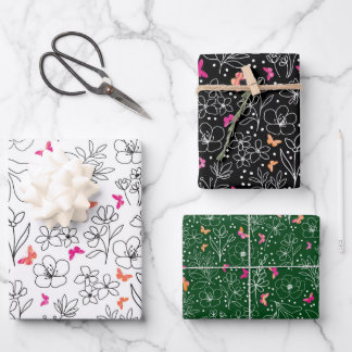 butterfly trio wrapping paper geschenkpapier set