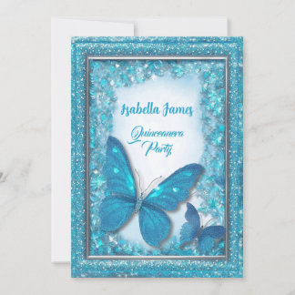 Butterfly Türkis Quinceanera magischen Chic Einladung