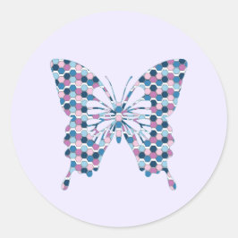Butterfly Twilight City Blue und Pink Hexagon Runder Aufkleber