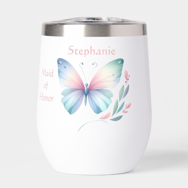 Butterfly und Blume Bridesmaid Wine Tumbler (Vorderseite)
