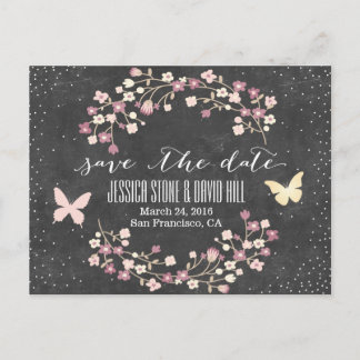 Butterfly und Blume Save the Date Ankündigungspostkarte