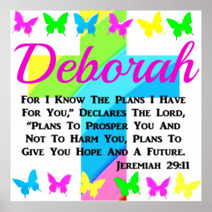 BUTTERFLY UND CROSS JEREMIAH 29:11 PERSONALISIERT POSTER