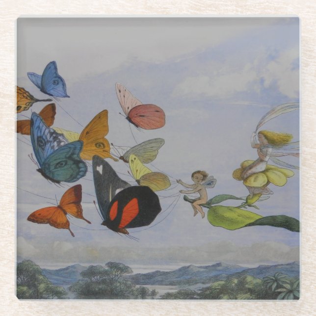 Butterfly und Fairy Queen Butterfys Fairies Glasuntersetzer (Vorderseite)