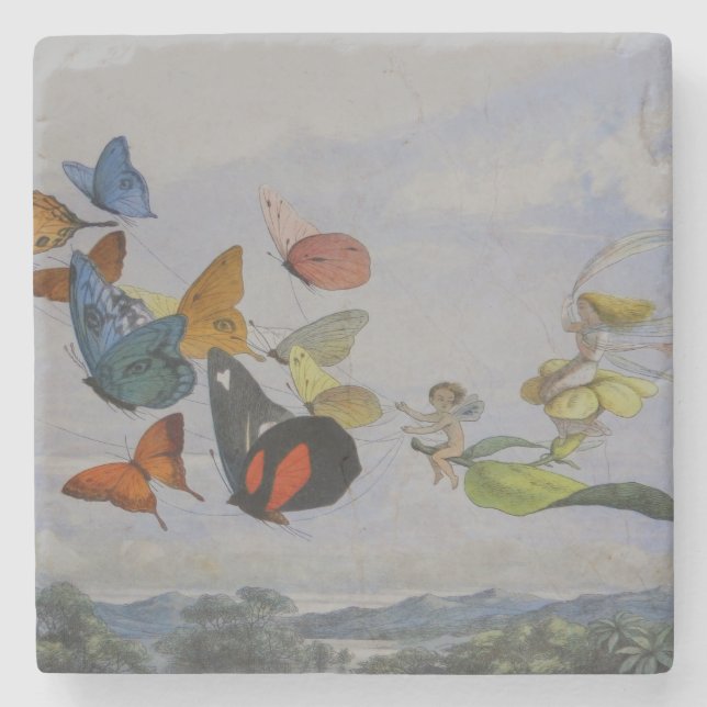 Butterfly und Fairy Queen Butterfys Fairies Steinuntersetzer (Vorderseite)