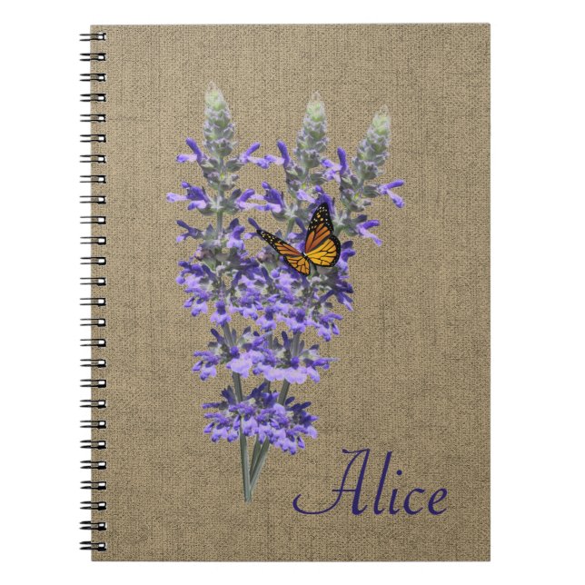 Butterfly und Lavender Blume SpiralNotebook Notizblock (Vorderseite)