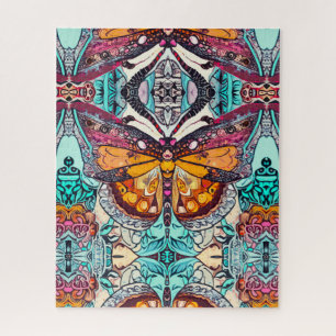 Butterfly und Medallion Batik Muster in Orange