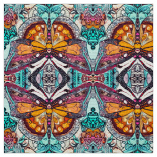 Butterfly und Medallion Batik Muster in Orange Stoff