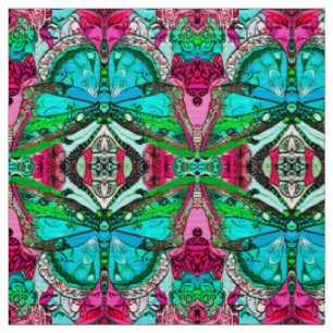 Butterfly und Medallion Batik Muster in Türkis Stoff