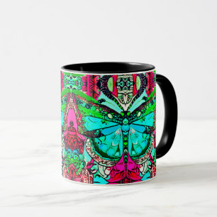 Butterfly und Medallion Batik Muster in Türkis Tasse