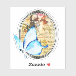 Butterfly und Rahmen für Aquarellbilder Aufkleber