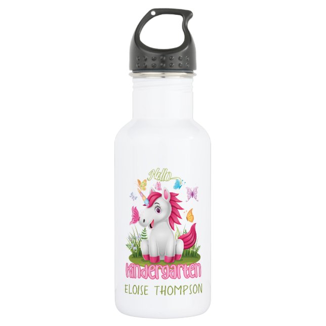 Butterfly Unicorn Kindergarten Zurück zur Schule Edelstahlflasche (Vorderseite)