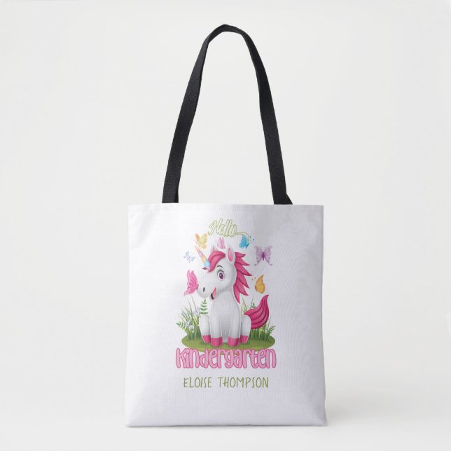 Butterfly Unicorn Kindergarten Zurück zur Schule Tasche (Vorderseite)