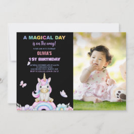 Butterfly Unicorns Geburtstag Einladungen mit Foto