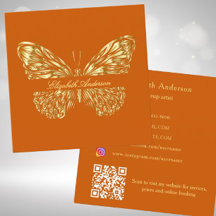 Butterfly verbrannter orangefarbener QR-Code Quadratische Visitenkarte