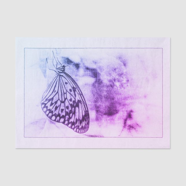 Butterfly Vintag antike Lila Weißdecke Seidenpapier (Vorderseite)