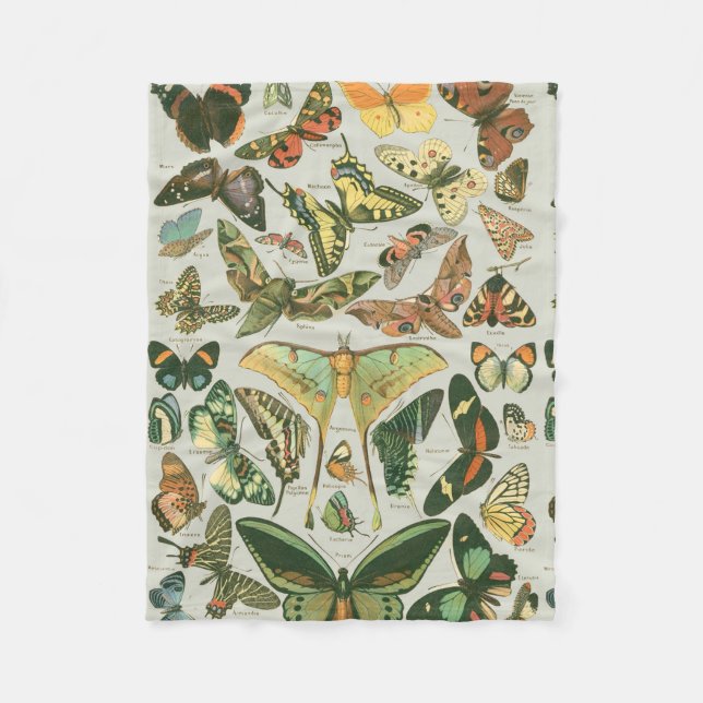 Butterfly Vintag Antique Butterfells Kunst Fleecedecke (Vorderseite)