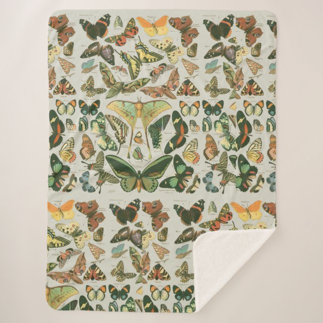 Butterfly Vintag Antique Butterfells Kunst Sherpadecke (Vorderseite)