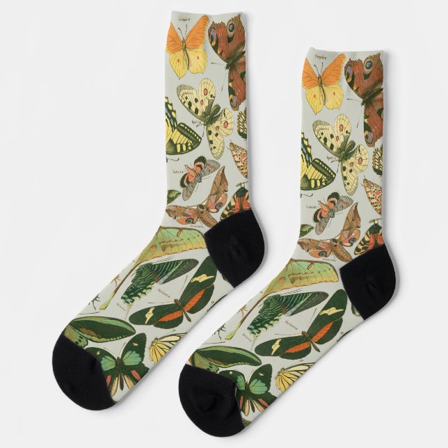 Butterfly Vintag Antique Butterfells Kunst Socken (Linkes Detail)
