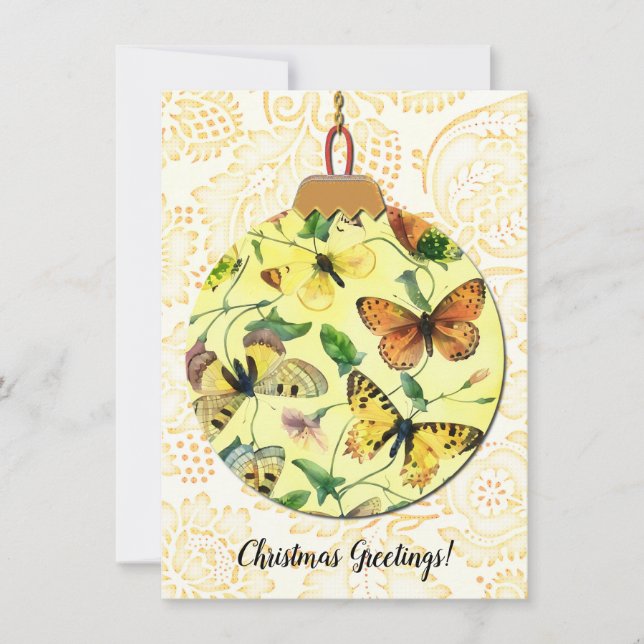 Butterfly Vintag Style Weihnachtsschmuckkarte Dankeskarte (Vorderseite)