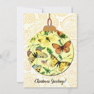 Butterfly Vintag Style Weihnachtsschmuckkarte Dankeskarte