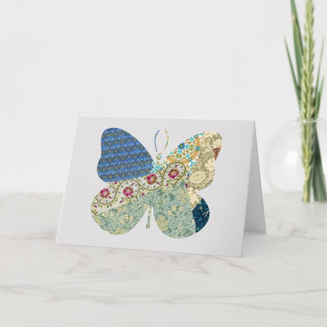 Butterfly Vintage Blumenkarte Reihe 2 Karte (Vorderseite)
