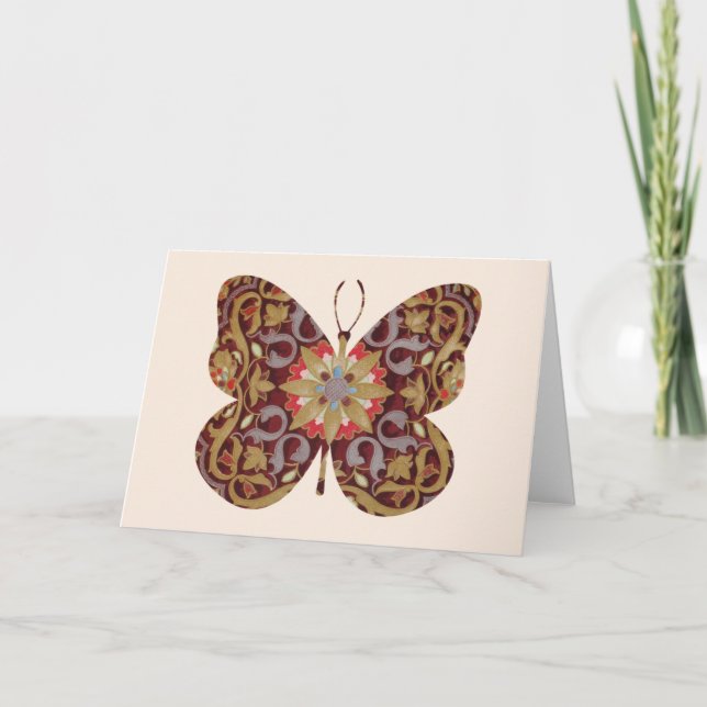 Butterfly Vintage Blumenkarte Reihe 4 Karte (Vorderseite)