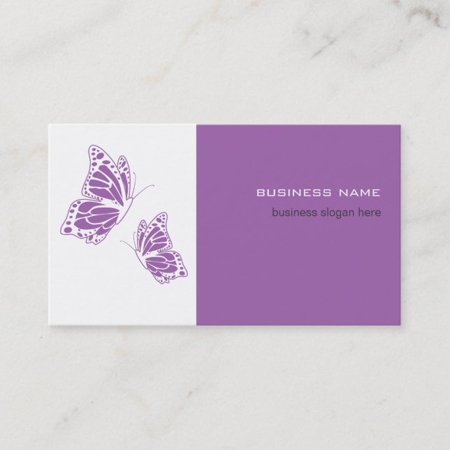 Butterfly Violet & White Elegant Visitenkarte (Vorderseite)
