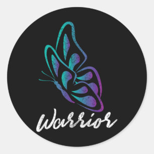 Butterfly Warrior - Selbstmordverhütung Bewusstsei Runder Aufkleber