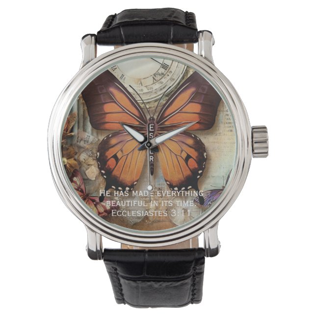 Butterfly Watch Ecclesiastes 3:11  Armbanduhr (Vorderseite)
