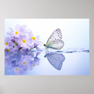 Butterfly Water Nature Serene Tranquil Poster