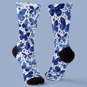 Butterfly Watercolor Blue Socken