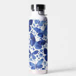 Butterfly Watercolor Blue Trinkflasche<br><div class="desc">Indigo blaue und weiße Schmetterlingsmuster für Naturliebhaber. Originelle Kunst von Nic Squirrell.</div>
