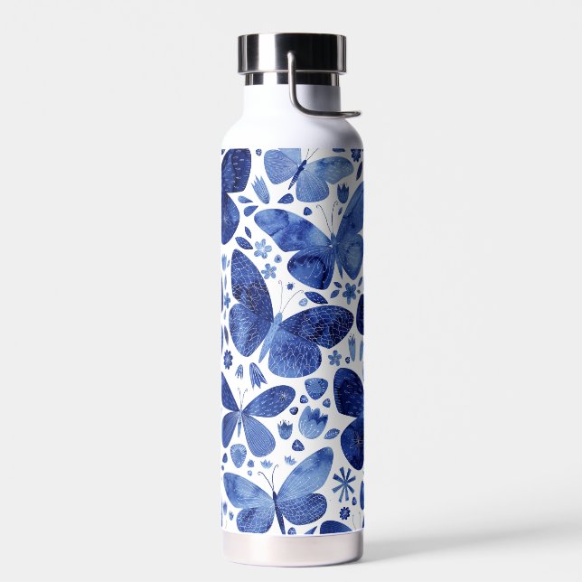 Butterfly Watercolor Blue Trinkflasche (Links)
