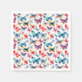 Butterfly Watercolor Colorful Summer Pattern Serviette