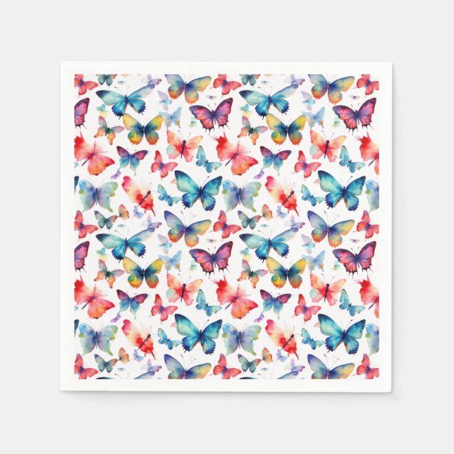 Butterfly Watercolor Colorful Summer Pattern Serviette (Vorderseite)