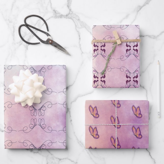 Butterfly watercolor  geschenkpapier set (Vorderseite)