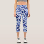 Butterfly Watercolor Indigo Blue Capri Leggings<br><div class="desc">Indigoblau-weiße Schmetterlingsfarbe. Originelle Kunst von Nic Squirrell.</div>