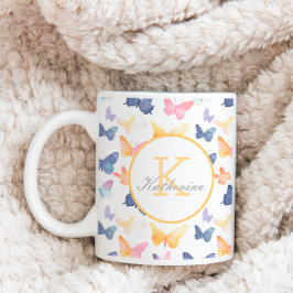 Butterfly Watercolor Individuelle Name Kaffeetasse