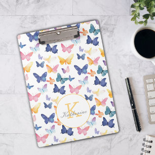 Butterfly Watercolor Individuelle Name Klemmbrett