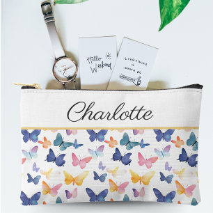 Butterfly Watercolor Individuelle Name Zubehörtasche