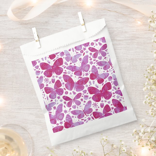 Butterfly Watercolor Magenta Pink Geschenktütchen (Ausgeschnitten)