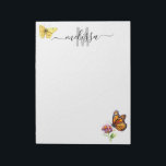 Butterfly Watercolor Monogram Name Notepad Notizblock<br><div class="desc">Dieses Design kann in dem Bereich personalisiert werden, der durch das Ändern des Fotos und/oder Textes zur Verfügung gestellt wird. Sie können auch angepasst werden, indem Sie auf Vorlage personalisieren klicken und dann auf die Schaltfläche klicken, um weitere Optionen anzupassen, um die Hintergrundfarbe zu löschen oder zu ändern, Text hinzuzufügen,...</div>