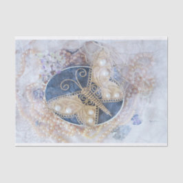 Butterfly Wedding Bridal White Gold Decoupage Seidenpapier