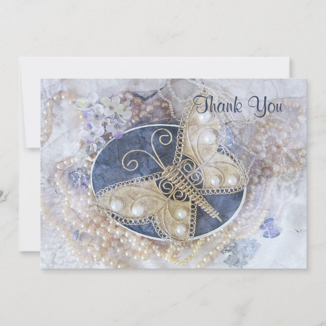 Butterfly Wedding Bridal White Gold Elegante (Vorderseite)