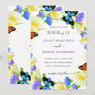 Butterfly Wedding Einladungskarte mit Blume
