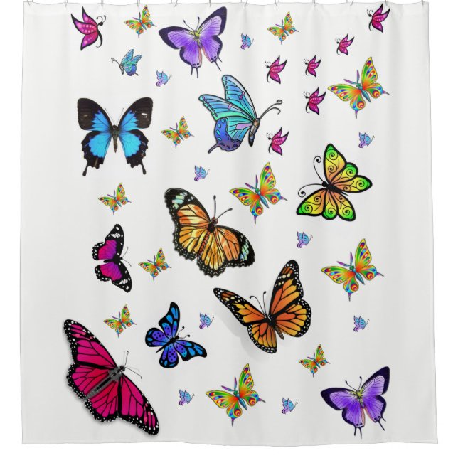 Butterfly-weißer Duschvorhang (Vorderseite)