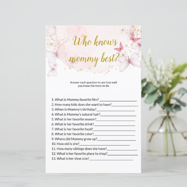 Butterfly Wer die Mama besten Baby Shower Games ke (Stehend Vorderseite)