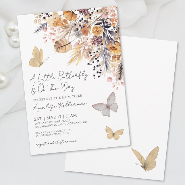 Butterfly Wildblume Fall Baby Dusche Einladung (Butterfly Wildflower Fall Baby Shower Invitation)